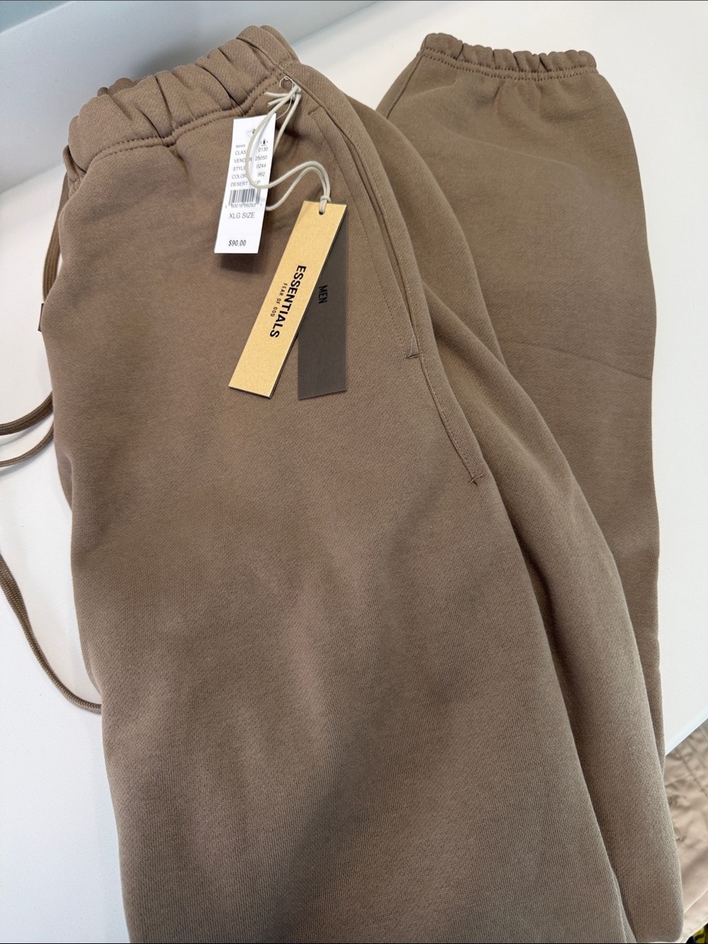 ESSENTIALS Brown Elastic Waist Drawstring Sweatpants